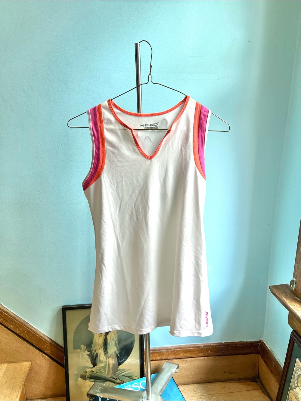 Head White Women's Athletic Tank with Pink & Orange Trim